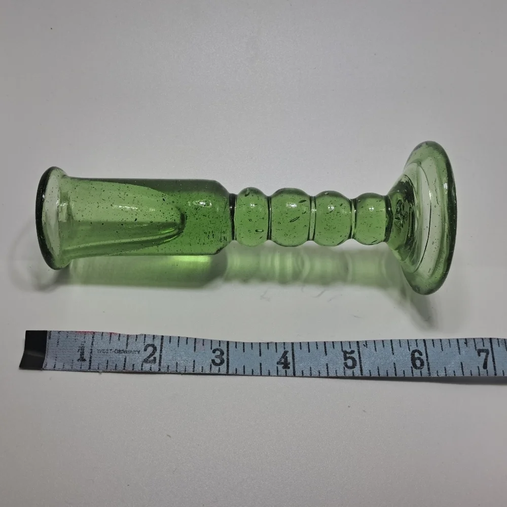 Hand Blown 1959 Green Jamestown Glass Candle Holder